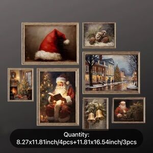 Christmas Themed Wall Art Set - Unframed 🎄🎅